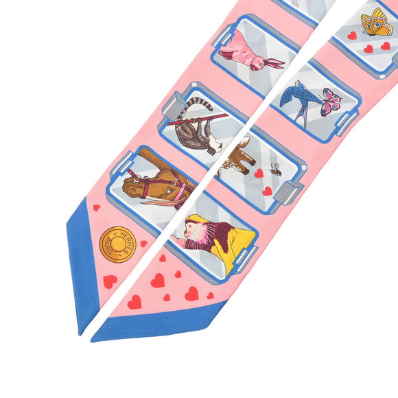 Hermes Twilly Story Pink/Multicolor #139886H27B - Picture 4 of 11